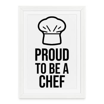 Proud to be a Chef - Minimalist Line Art Icon - Framed poster (27 × 37 cm) - white - Front