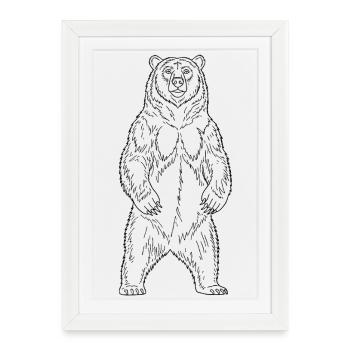 Minimalist Bear Silhouette Freedom - Framed poster (27 × 37 cm) - white - Front