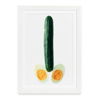 Concombre avec œuf - Affiche encadrée (27 × 37 cm) - blanc - Devant
