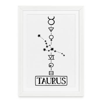 Taurus - Taurus Zodiac - black - Framed poster (27 × 37 cm) - white - Front
