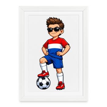 Soccer Boy Holland Fan Dutch Flag - Framed poster (27 × 37 cm) - white - Front