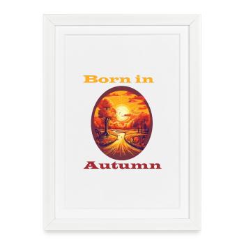 Né en automne - Affiche encadrée (27 × 37 cm) - blanc - Devant