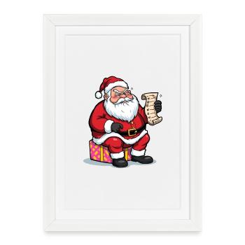 Père Noël Check-list Humoristique - Affiche encadrée (27 × 37 cm) - blanc - Devant