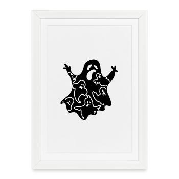 fantôme drôle d’Halloween - Affiche encadrée (27 × 37 cm) - blanc - Devant