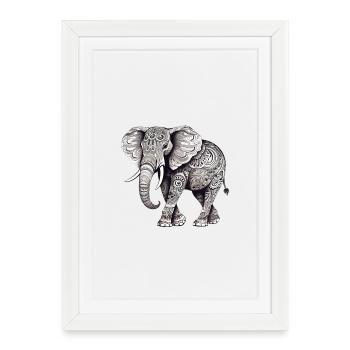 Ornamental elephant - Framed poster (27 × 37 cm) - white - Front