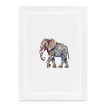 Colorful Mandala Elephant - Framed poster (27 × 37 cm) - white - Front