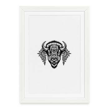 Ornamental Bison Glyph - Framed poster (27 × 37 cm) - white - Front