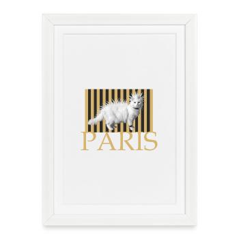 Paris Punk Chat Cheveux Longs - Affiche encadrée (27 × 37 cm) - blanc - Devant