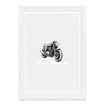 Cafe Racer blanc - Affiche encadrée (27 × 37 cm) - blanc - Devant