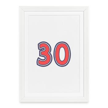 30. 30 JAHRE. 30-JÄHRIGES JUBILÄUM. 30-JÄHRIGES JUBILÄUM. - Gerahmtes Poster (27 × 37 cm) - Weiß - Vorne