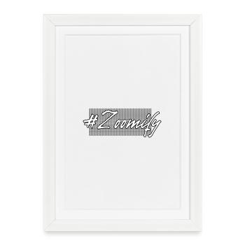 Slogan de l’étiquette de hachure Zoomify - Affiche encadrée (27 × 37 cm) - blanc - Devant