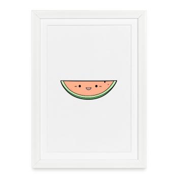 Kawaii Melon Slice - Framed poster (27 × 37 cm) - white - Front
