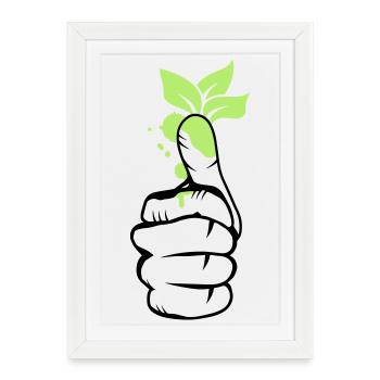 A hand with green leaves on the thumb - Framed poster (27 × 37 cm) - white - Front