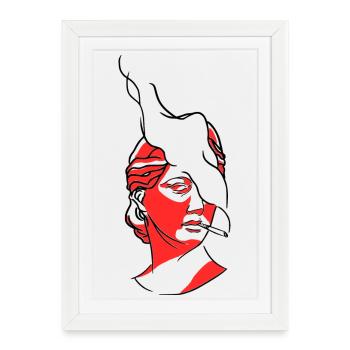 Statue de fumer - Affiche encadrée (27 × 37 cm) - blanc - Devant