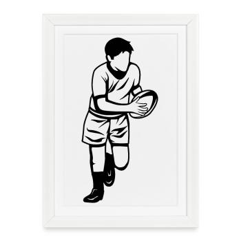 Garçon de rugby - Affiche encadrée (27 × 37 cm) - blanc - Devant