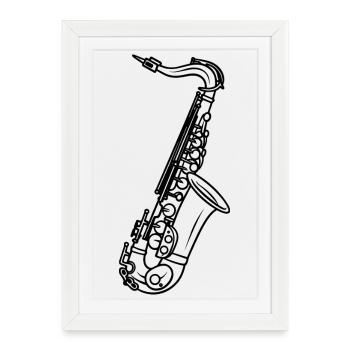 Saxophone Drawing - Framed poster (27 × 37 cm) - white - Front