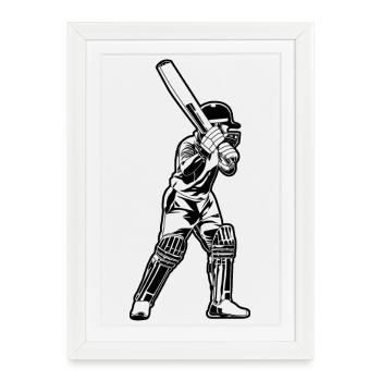 Croquis de cricket - Affiche encadrée (27 × 37 cm) - blanc - Devant