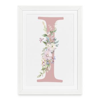 I Monogram, Floral, Personnalisable - Affiche encadrée (27 × 37 cm) - blanc - Devant