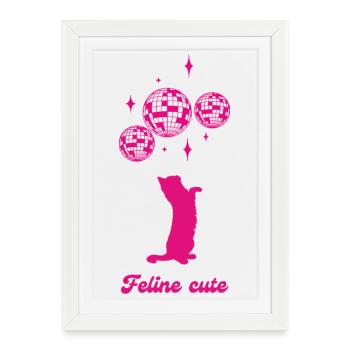 Felin cute - Affiche encadrée (27 × 37 cm) - blanc - Devant