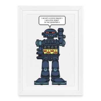 Battery-powered robot - Framed poster (27 × 37 cm) - white - Front