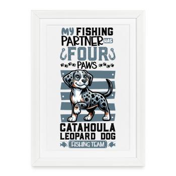 Pêche et Gos d’Atura Català - Affiche encadrée (27 × 37 cm) - blanc - Devant