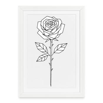 Rose en ligne géométrique - Affiche encadrée (27 × 37 cm) - blanc - Devant