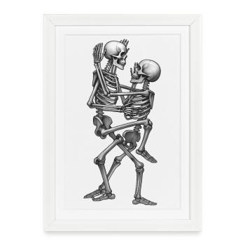 SKELETONS IN LOVE #5 - black & white - Affiche encadrée (27 × 37 cm) - blanc - Devant