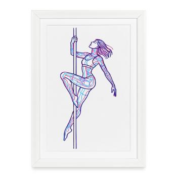 Line Art Woman Pole Dance Illustration Gift - Framed poster (27 × 37 cm) - white - Front
