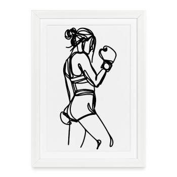 Boxing Girl Sketch - Framed poster (27 × 37 cm) - white - Front