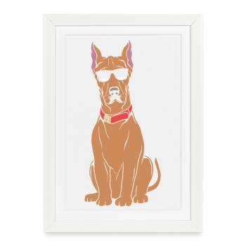 Dogue allemand - Affiche encadrée (27 × 37 cm) - blanc - Devant