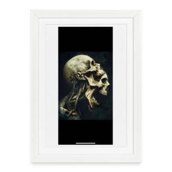 Tête de squelette au visage hurlant - Affiche encadrée (27 × 37 cm) - blanc - Devant