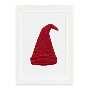 Chapeau de gnome brodé (imprimé) - Affiche encadrée (27 × 37 cm) - blanc - Devant