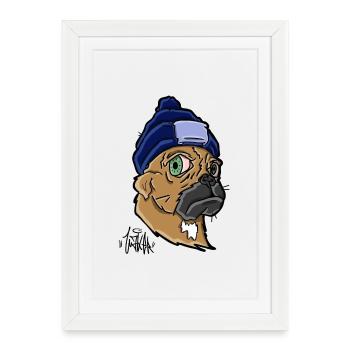 Dog with Beanie - Framed poster (27 × 37 cm) - white - Front