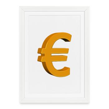 Design abstrait de l’euro doré - Affiche encadrée (27 × 37 cm) - blanc - Devant