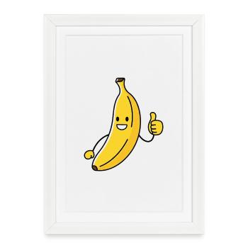 Une drôle de banane - Affiche encadrée (27 × 37 cm) - blanc - Devant