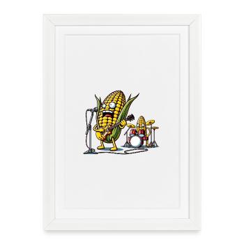 Des rockers de maïs sur scène - Affiche encadrée (27 × 37 cm) - blanc - Devant