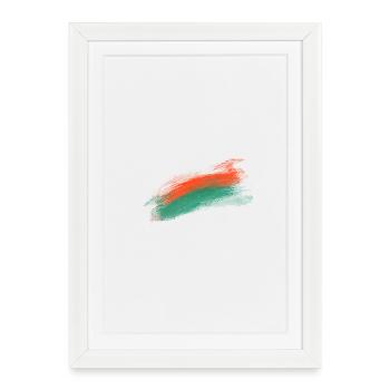 Orange Teal Brush Stroke Art Design - Framed poster (27 × 37 cm) - white - Front