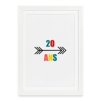 20. 20e ANNIVERSAIRE. ANNIVERSAIRE 20 ANS. 20 ANS. - Affiche encadrée (27 × 37 cm) - blanc - Devant