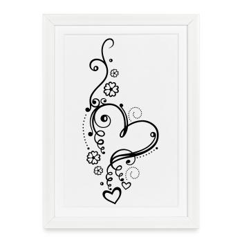 Large heart with small hearts and flowers - Framed poster (27 × 37 cm) - white - Front