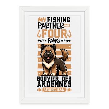 Pêche et Bouvier des Ardennes - Affiche encadrée (27 × 37 cm) - blanc - Devant