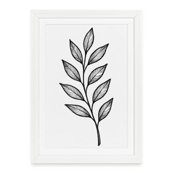 Motif brillant des feuilles noires - Affiche encadrée (27 × 37 cm) - blanc - Devant