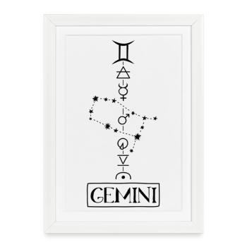 Gemini - Gemini Zodiac - black - Framed poster (27 × 37 cm) - white - Front