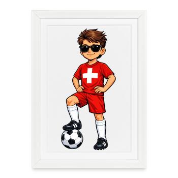 Football Young Switzerland Fan Swiss Flag - Framed poster (27 × 37 cm) - white - Front