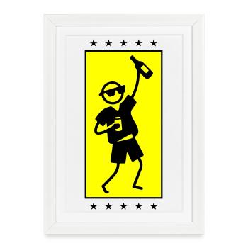 Fête, bonhomme bâton, danse - Affiche encadrée (27 × 37 cm) - blanc - Devant