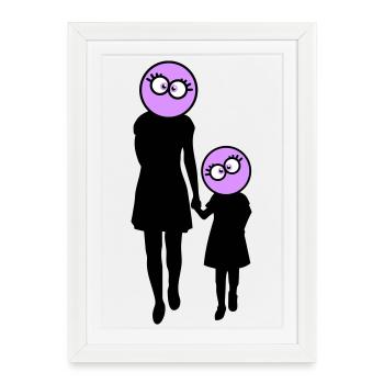Silhouette familiale Chers enfants Parents Maman Papa - Affiche encadrée (27 × 37 cm) - blanc - Devant