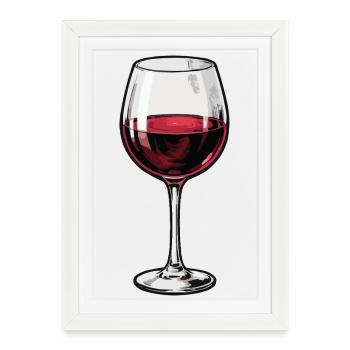 Wine Glass Silhouette Red Wine - Framed poster (27 × 37 cm) - white - Front