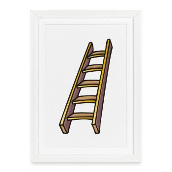 Holzleiter, wooden ladder - Framed poster (27 × 37 cm) - white - Front