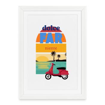 Dolce Far Niente Retro Sunset - Gerahmtes Poster (27 × 37 cm) - Weiß - Vorne