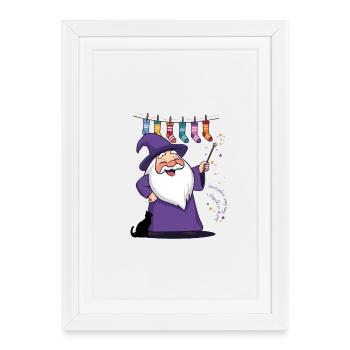 The Wizard and the Socks - Framed poster (27 × 37 cm) - white - Front