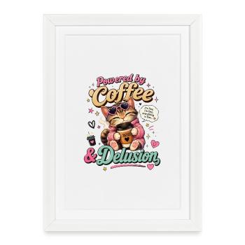 Coffee Cat: Power Delusion - Framed poster (27 × 37 cm) - white - Front